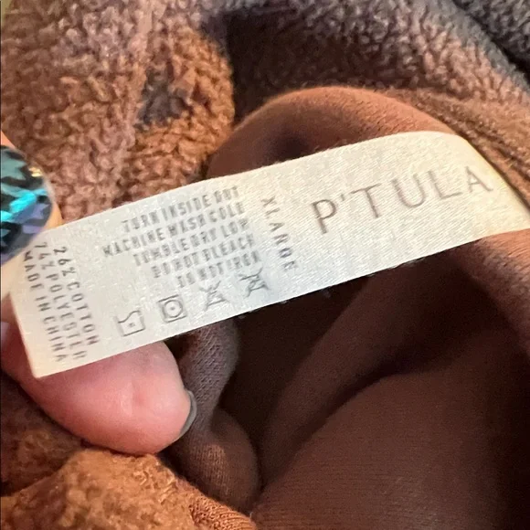 P’tula Active Brown Hooded Fleece Sweatshirt - Picture 6 of 6